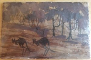 300x200 Vintage W Australian Aboriginal Traditional Arts Tree Bark - Tree Bark Painting