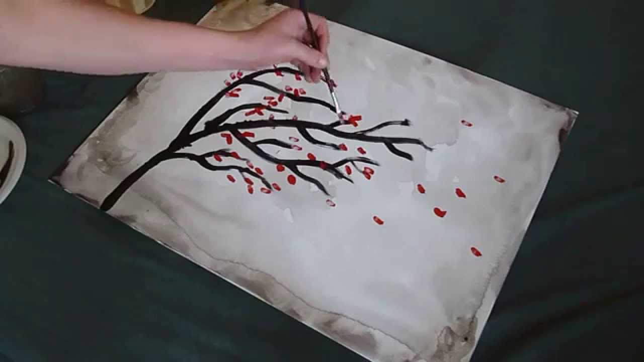 1280x720 How To Paint A Simple Red Tree Blowing In The Wind - Tree Blowing In The Wind Painting