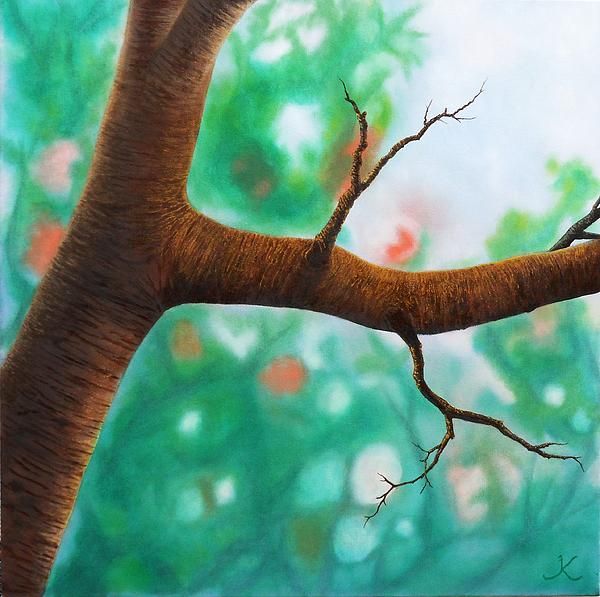 600x597 Paintings Tree Limb Tree Branch Painting By Jamshid Khoshnoodi - Tree Branch Painting