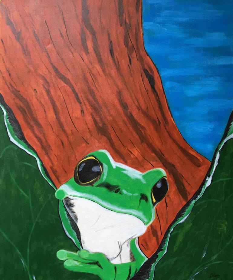 770x925 Saatchi Art Curious Tree Frog Painting By Olaf Andriessen - Tree Frog Painting