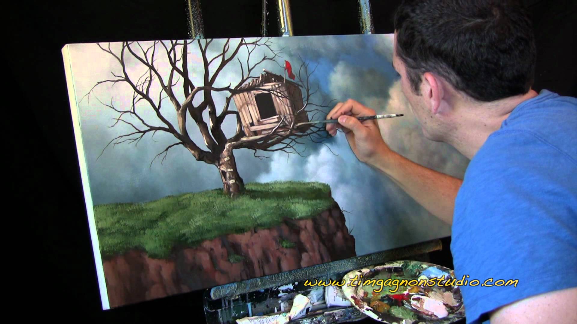 1920x1080 Head In The Clouds - Tree House Painting
