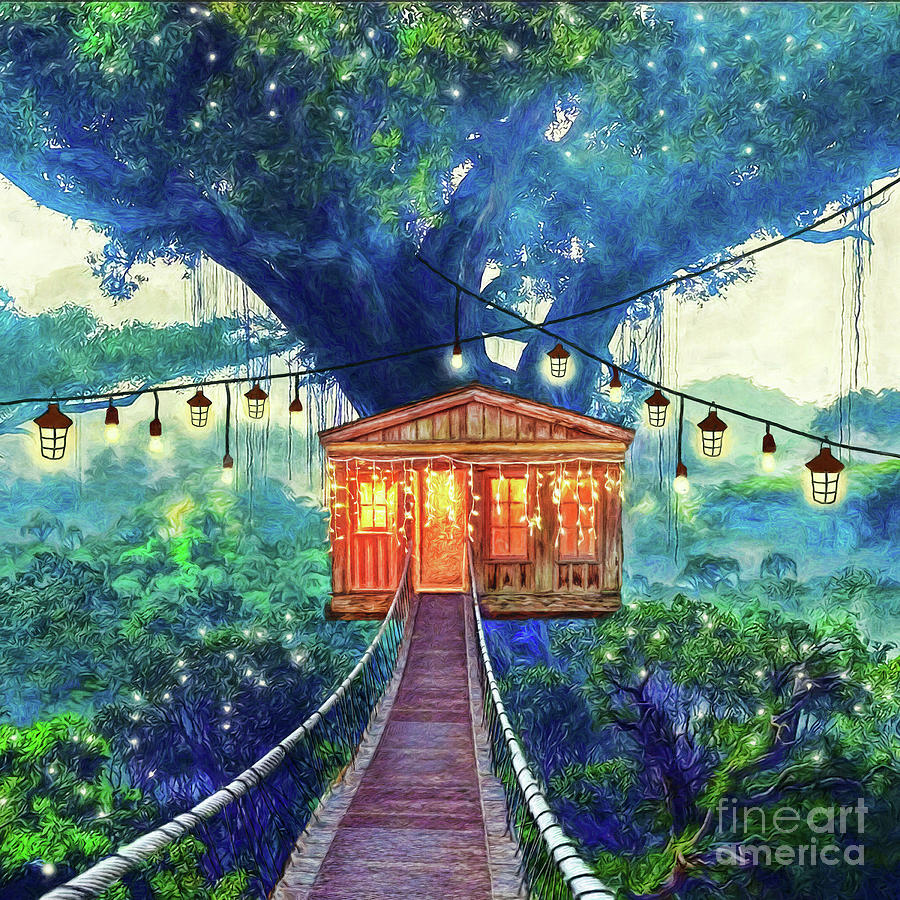 900x900 Treehouse Painting By Accelerated Vision Photography - Tree House Painting