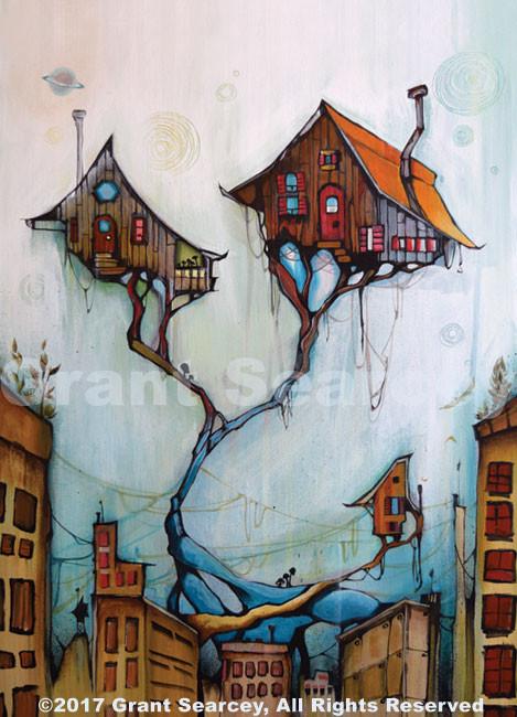 469x650 Downtown Treehouse Grant Searcey Artwork - Tree House Painting
