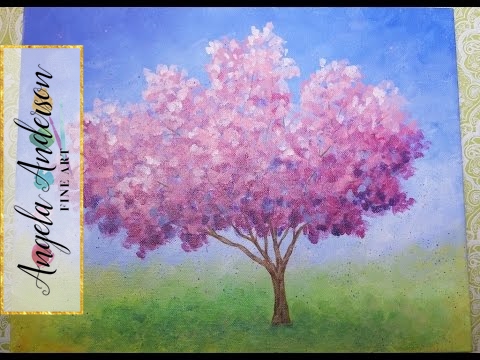 480x360 Easy Impressionist Cherry Blossom Tree Live Full Acrylic - Tree Impressionist Painting
