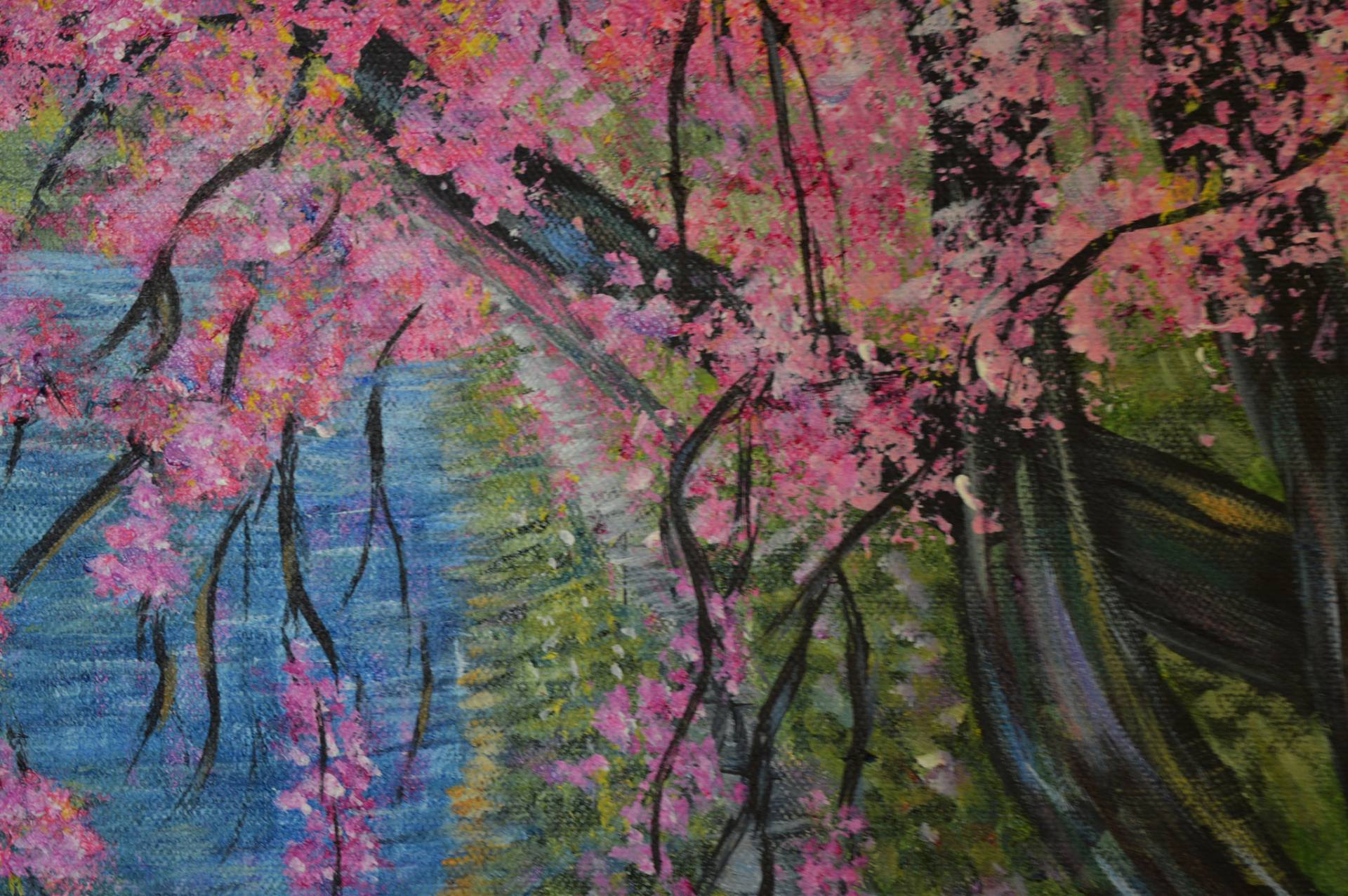 1920x1277 Saatchi Art Cherry Tree Blossoms, Tree Art, Impressionism - Tree Impressionist Painting