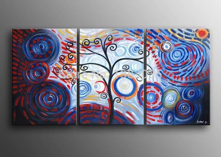 720x510 Hand Painted The Tree Of Life Wall Canvas Art 3 Piece Modern - Tree Of Life Oil Painting