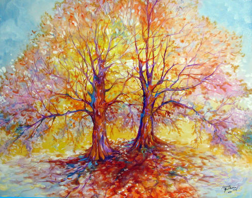 497x391 Marcia Baldwin Tree Of Life Duo ~ An Original Oil Painting - Tree Of Life Oil Painting