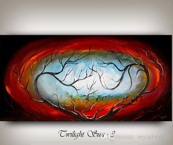 595x497 Online Cheap Framed Heart Tree Of Life Artwork,hand Painted - Tree Of Life Painting