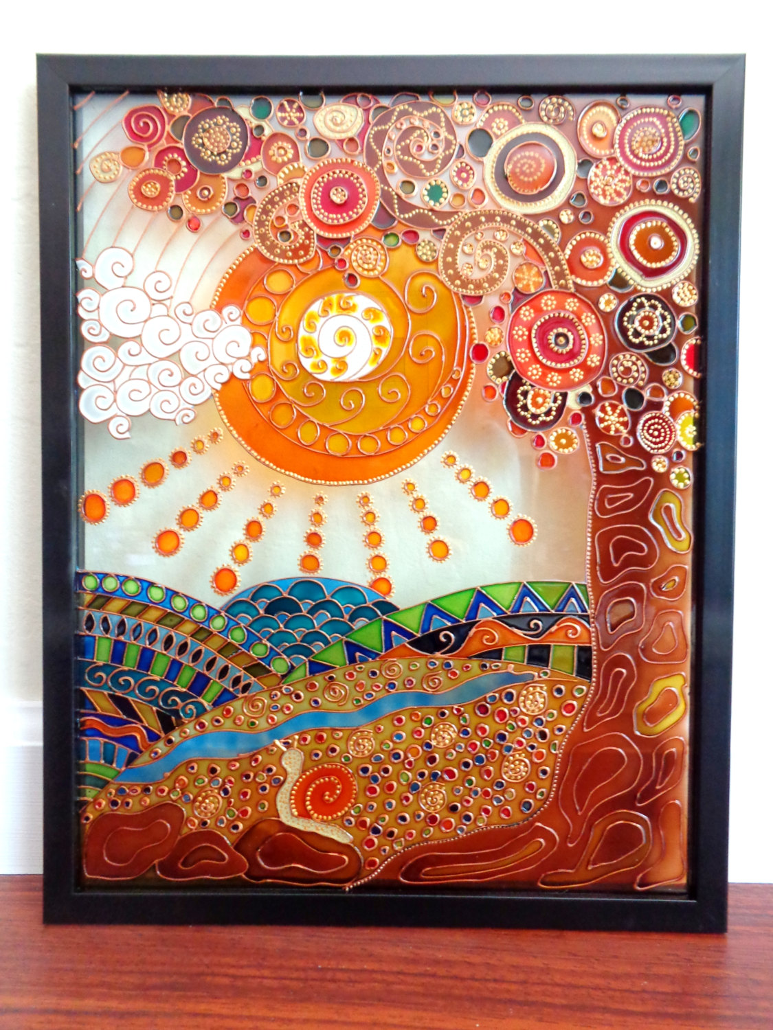 1125x1500 Tree Of Life Art Glass Painting Glass Art Wall Hanging Glass Panel - Tree Of Life Wall Painting