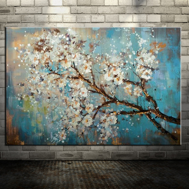 640x640 Large 100% Handpainted Flowers Tree Abstract Morden Oil Painting - Tree Painting