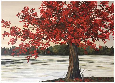 480x346 Red Maple Tree Painting Postcard 18 James Street - Tree Painting