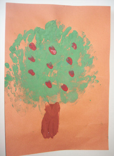 450x618 Handprint Crafts - Tree Painting For Kids