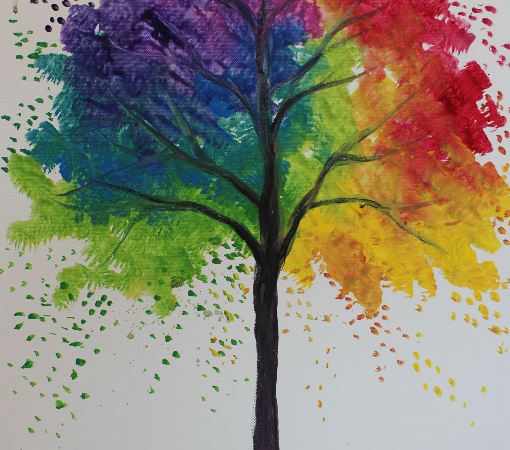 510x450 Rainbow Tree Painting Party Video - Tree Painting Images