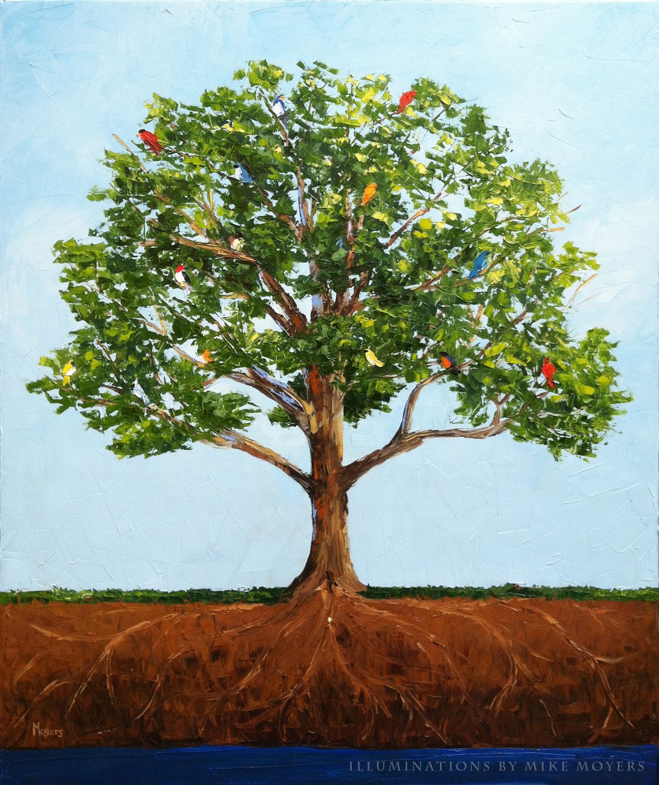 1343x1600 Illuminations Faith (Parable Of The Mustard Seed) - Tree Painting With Roots