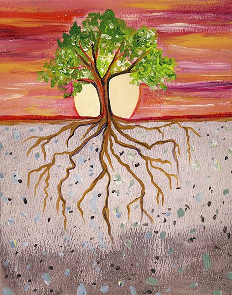 472x600 Art By Cedar Lee Cosmic Dance The Heart Of God - Tree Painting With Roots