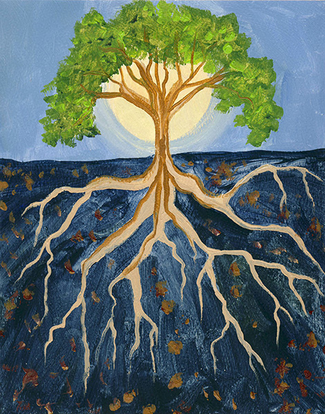 Tree Painting With Roots at PaintingValley.com | Explore collection of ...