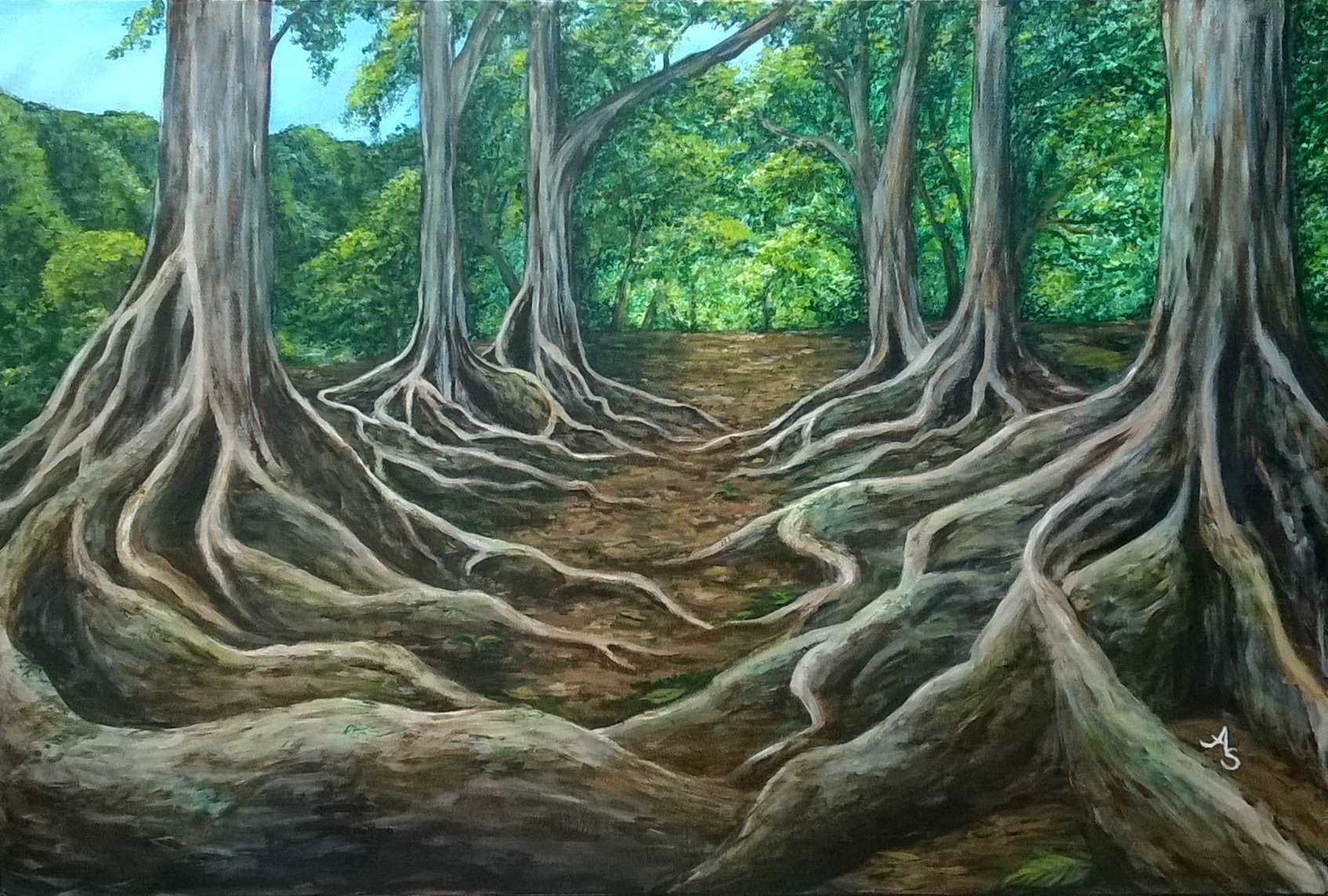 1695x1144 July 2015 As You Wish Arts - Tree Roots Painting.