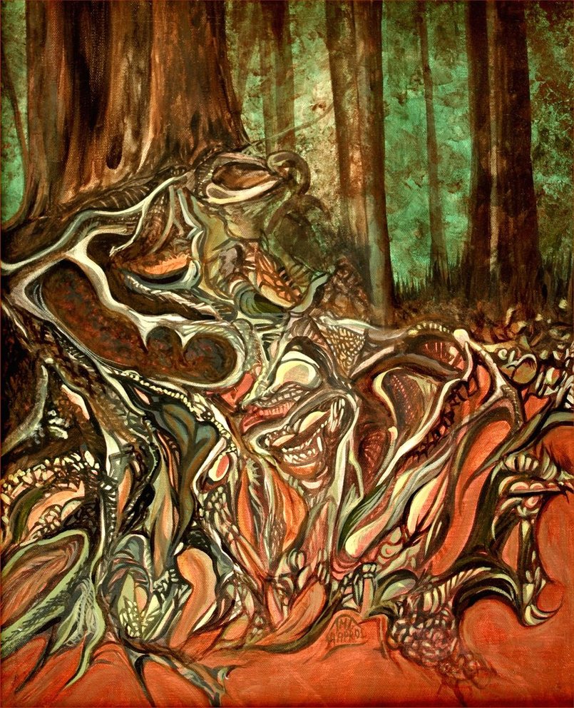 805x992 The Tree Roots By Dalifan Teresa - Tree Roots Painting