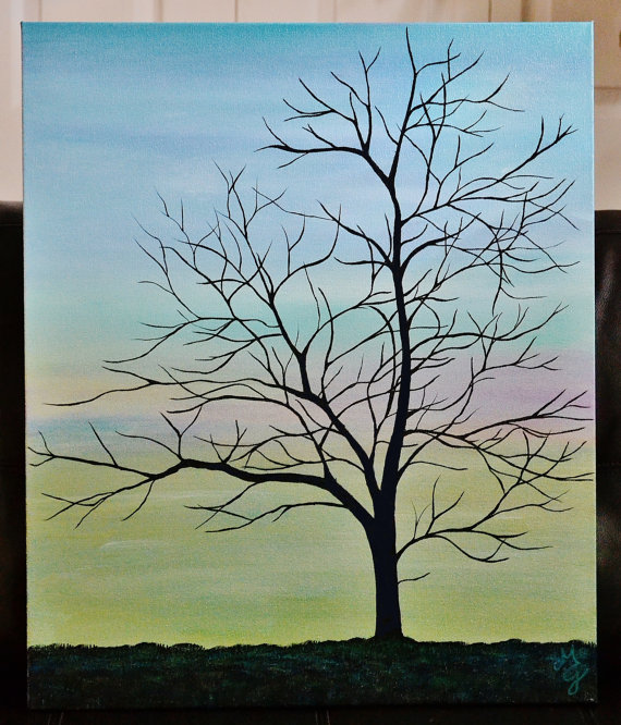 Tree Silhouette Painting at PaintingValley.com | Explore collection of ...