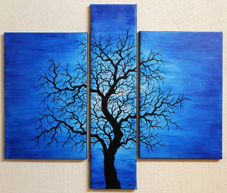 770x653 Saatchi Art Wavy Tree Silhouette Painting By Jonathan Pradillon - Tree Silhouette Painting
