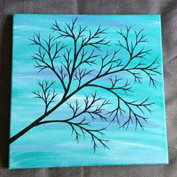 354x354 Tree Silhouette Painting - Tree Silhouette Painting