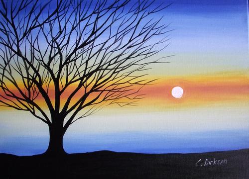 500x360 Acrylics - Tree Silhouette Painting