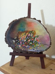 236x314 Hand Painted On Wood, Indian Feathers, Painted Tree Branch - Tree Stump Painting