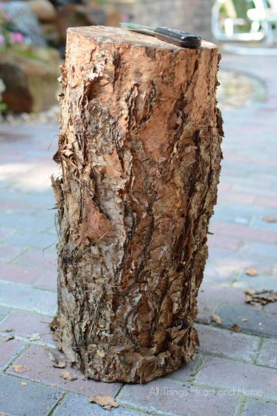 393x590 Painted Tree Stump Table - Tree Stump Painting