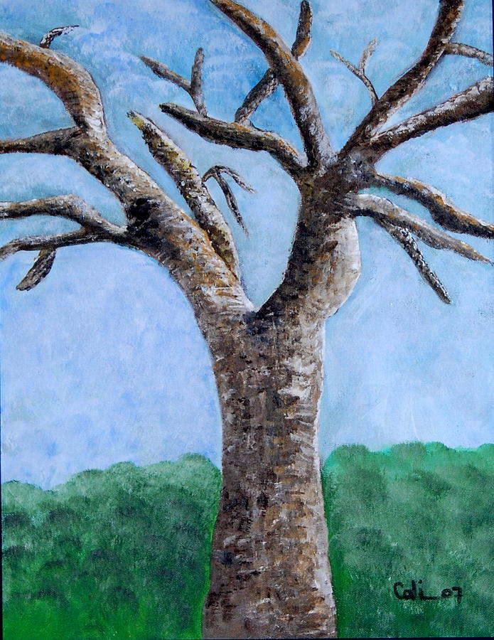 695x900 Tree Trunk Painting By Calliope Thomas - Tree Trunk Painting