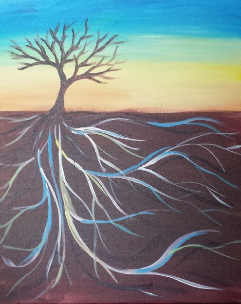 495x625 Megan Knight Social Drinking Amp Painting In Oklahoma City Wine - Tree With Roots Painting