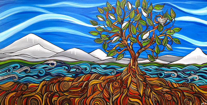 800x407 With Metal - Tree With Roots Painting
