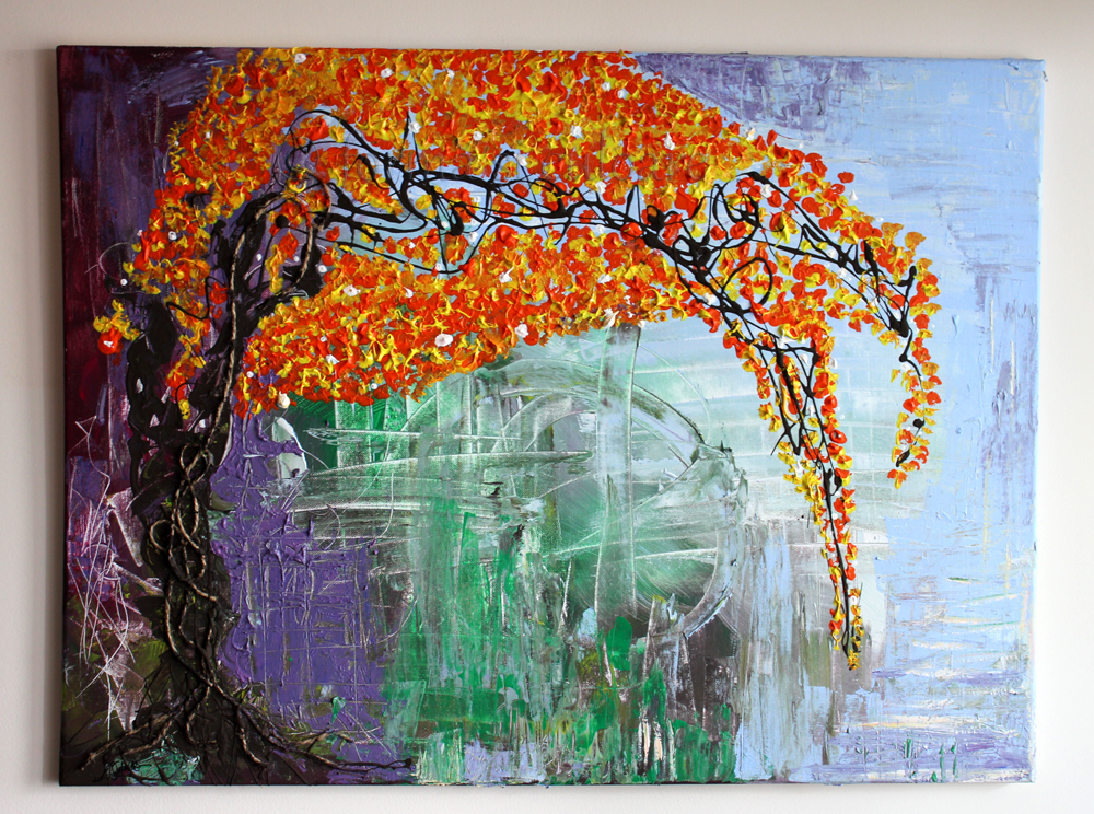 1000x744 Abstract Forma Si Culoare Shape And Color - Tree With Roots Painting