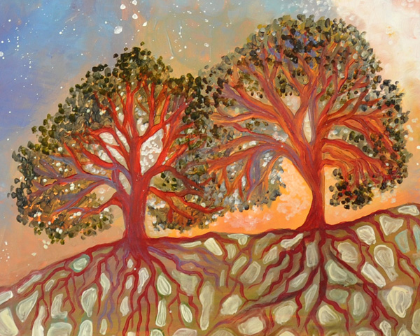 600x481 Trees Art By Cedar Lee - Tree With Roots Painting