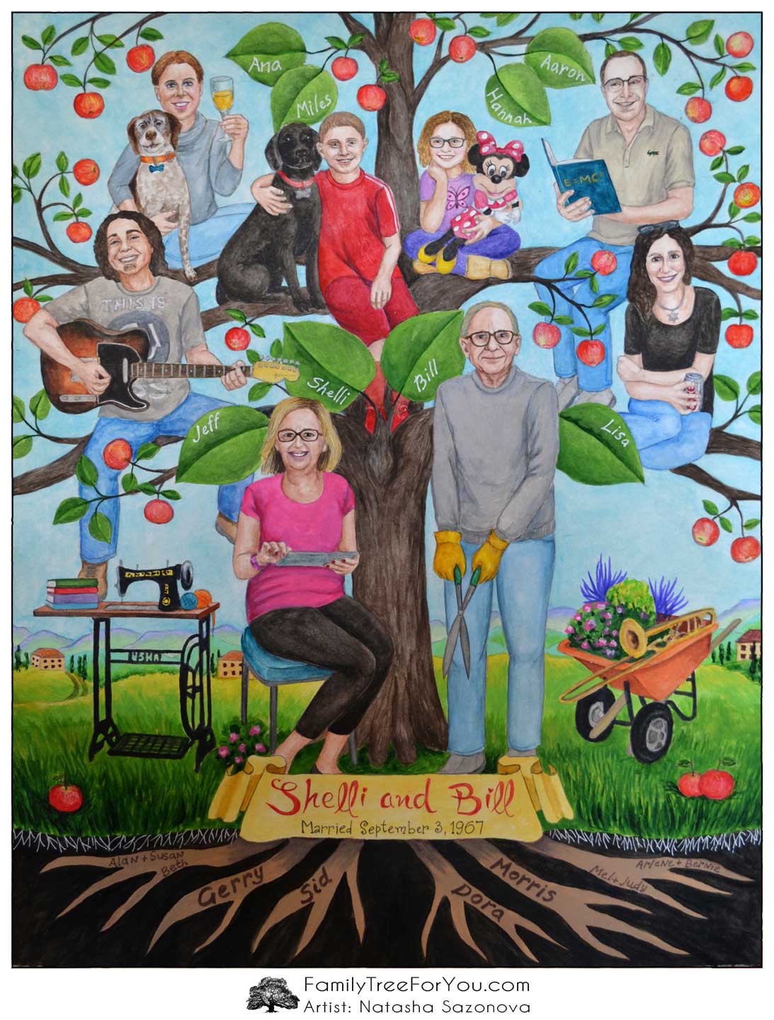 1093x1440 Family Tree Painting Gallery Custom Painted Family Tree Art Examples - Tree With Roots Painting