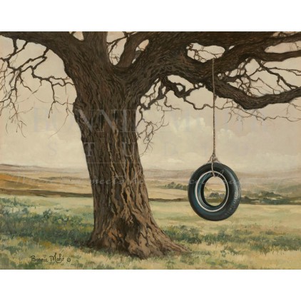 422x422 Grandma's Swing Print - Tree With Swing Painting