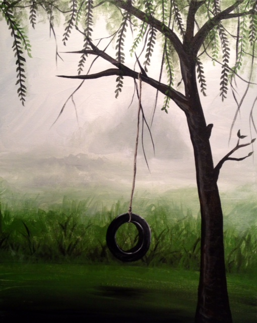 510x640 Tree Amp Tire Swing Painting - Tree With Swing Painting