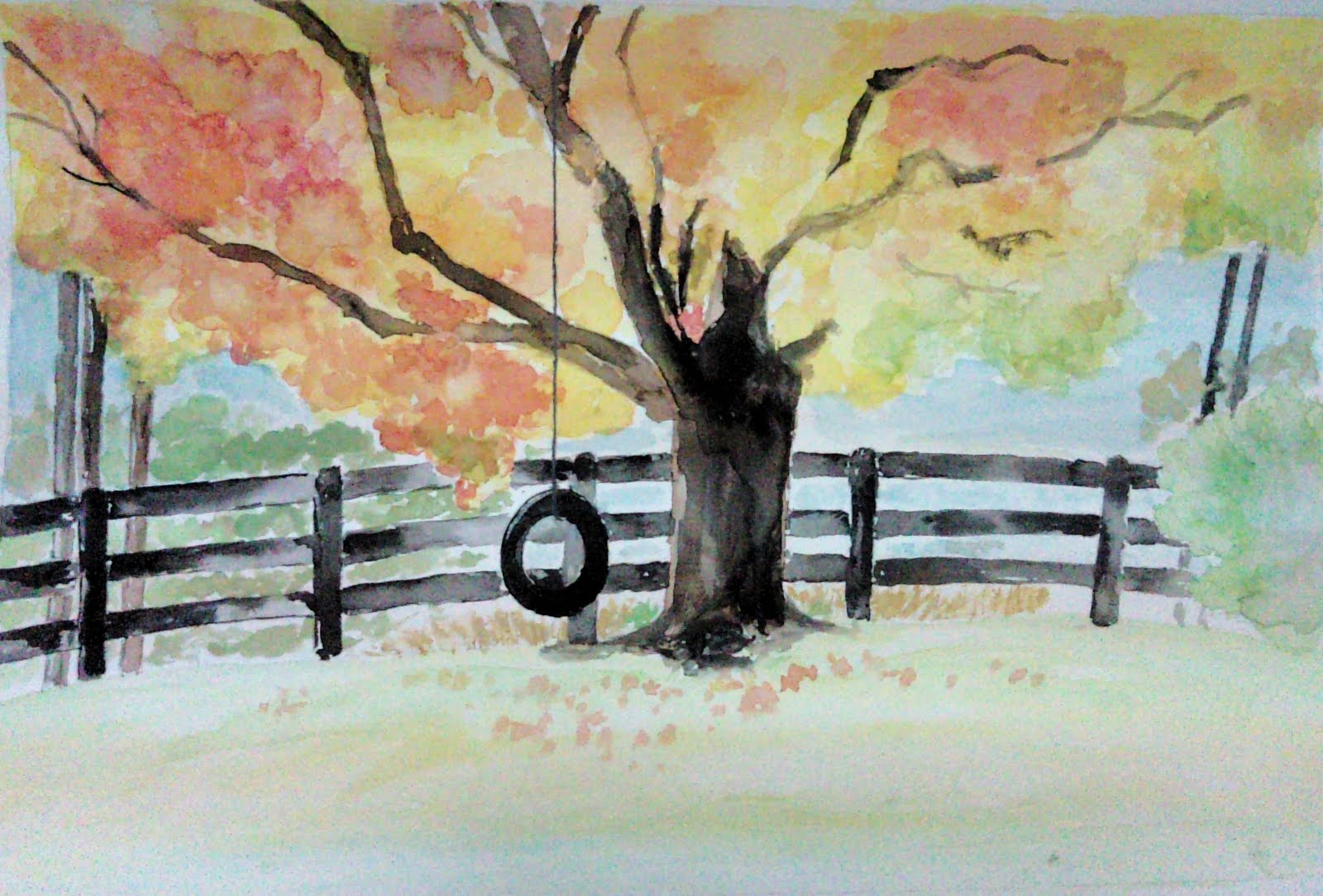1600x1084 - Tree With Swing Painting