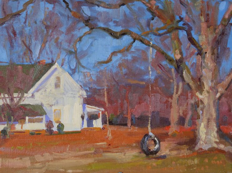 744x554 Christopher Greco One Last Swing In The South - Tree With Swing Painting