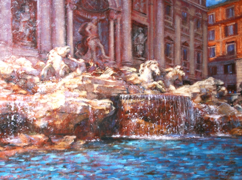 800x594 John Mackie's Paintings - Trevi Fountain Painting
