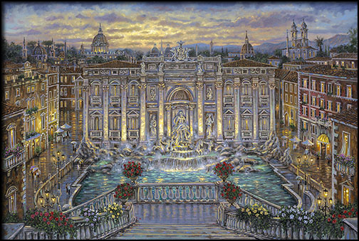 504x339 Trevi Fountain, Rome Italy By Robert Finale - Trevi Fountain Painting