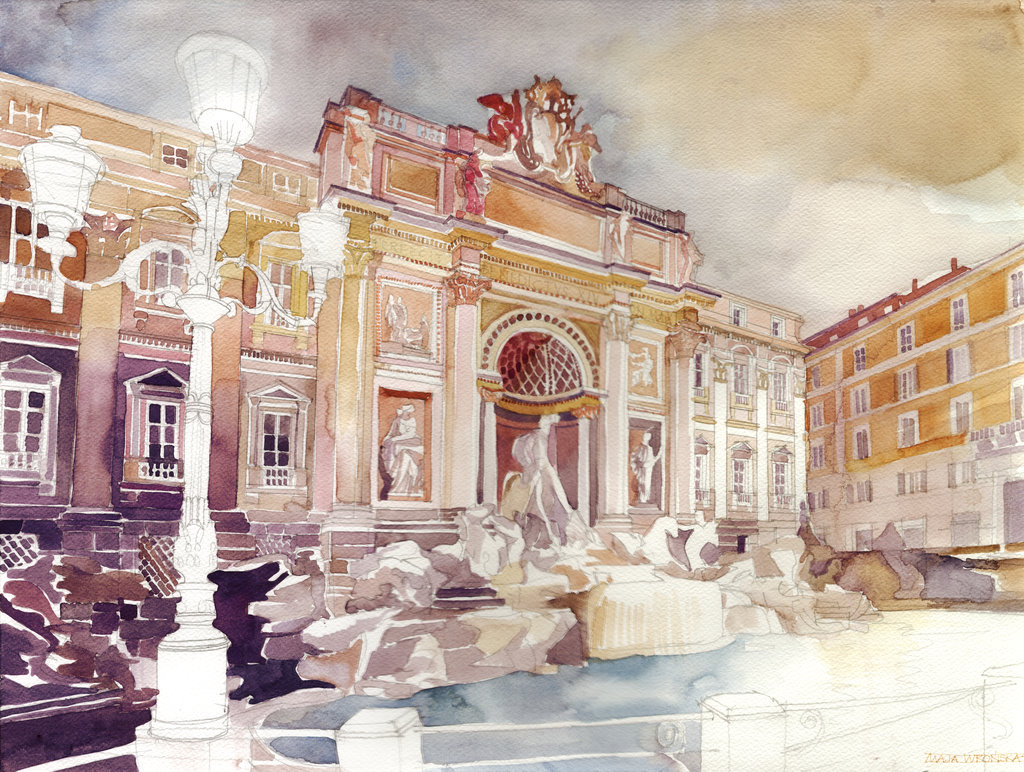 1024x772 Trevi Fountain By Takmaj - Trevi Fountain Painting