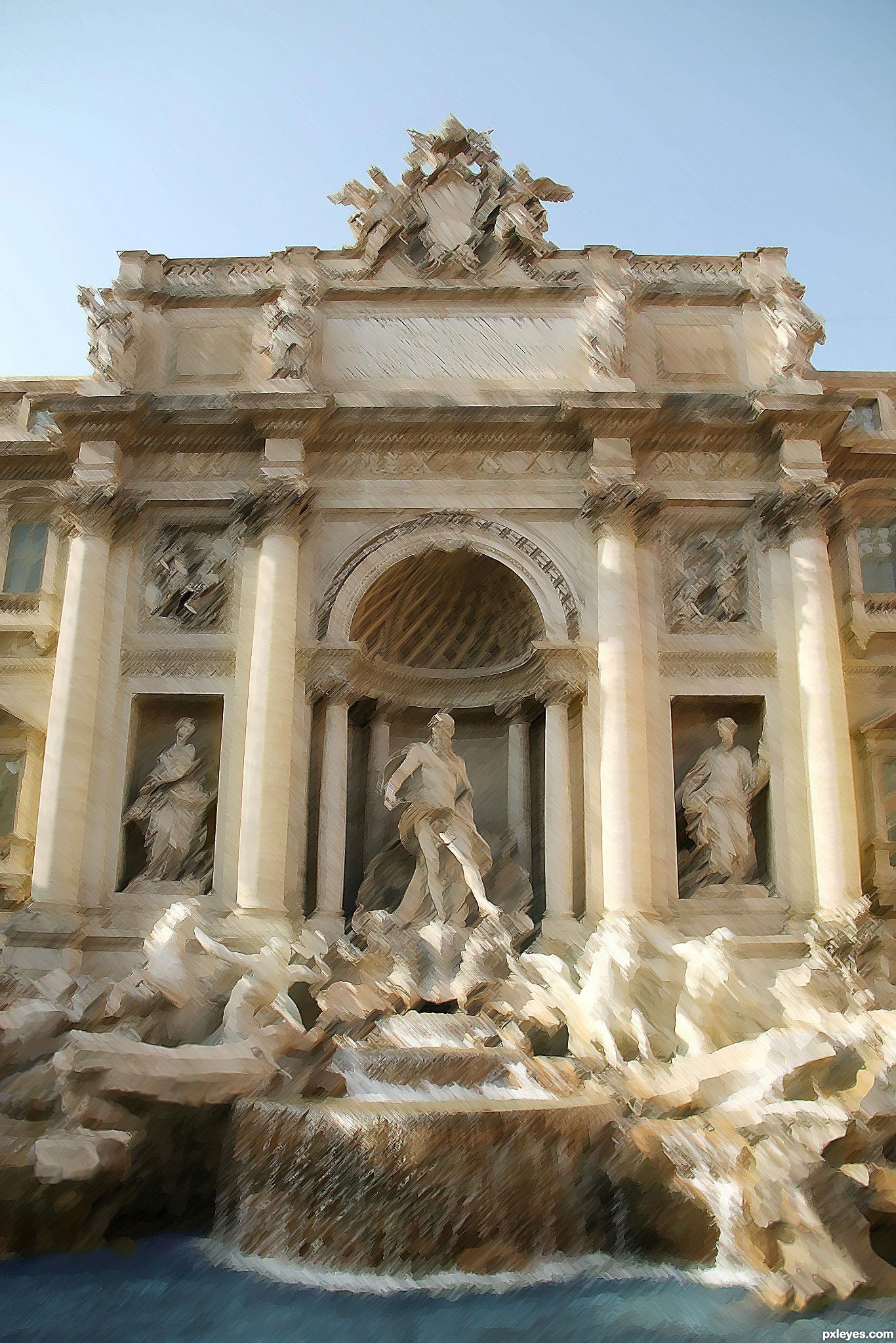 1366x2048 Trevi Fountain Painting Picture, By Summus For Your Own Photo - Trevi Fountain Painting