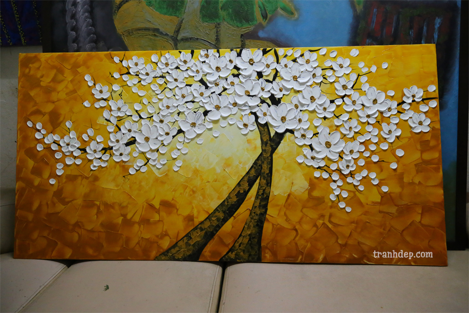 960x640 White Flower Oil Painting - Tri Painting