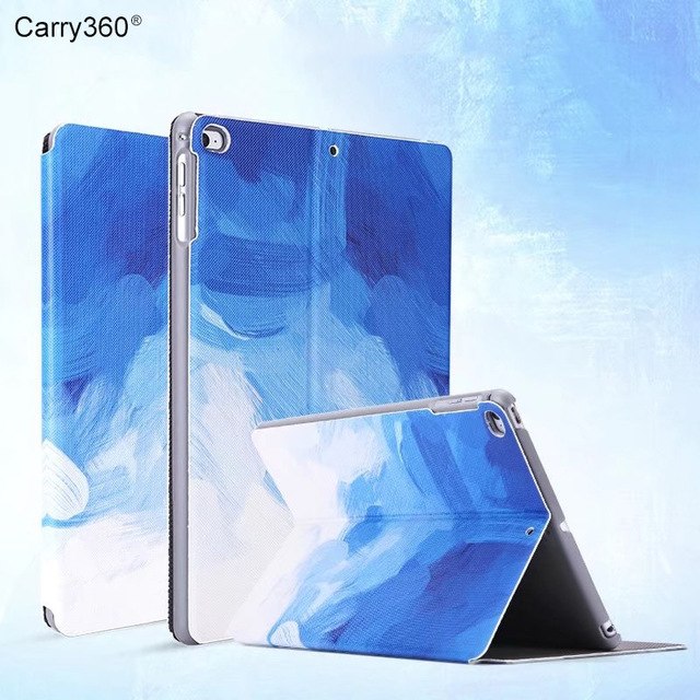 640x640 Case For Ipad Air 2, Carry360 Watercolor Painting Map Tri Fold Pu - Tri Painting