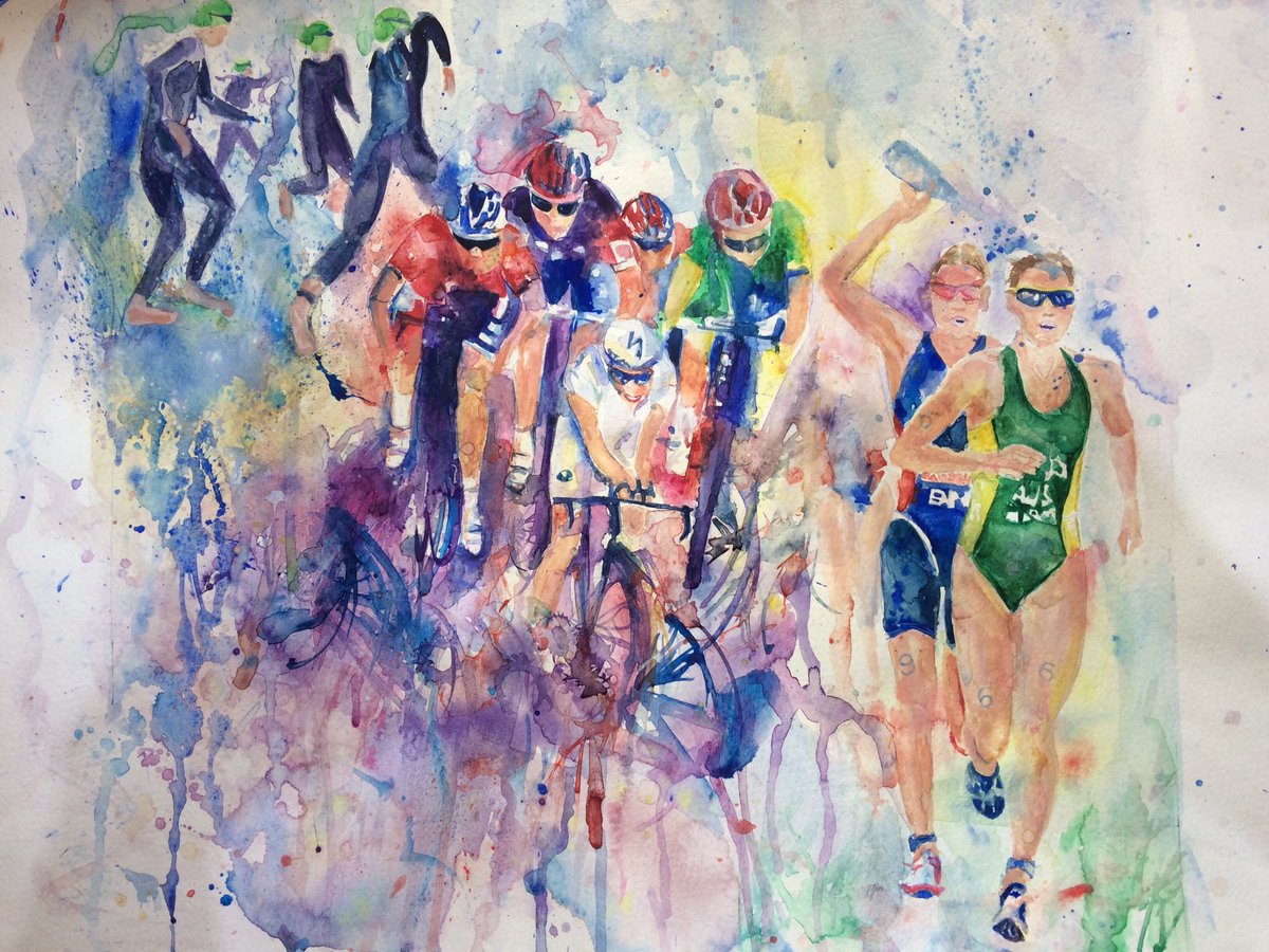 1200x900 Chantal Lipscombe On Twitter My Latest Painting Triathlon Themed - Tri Painting