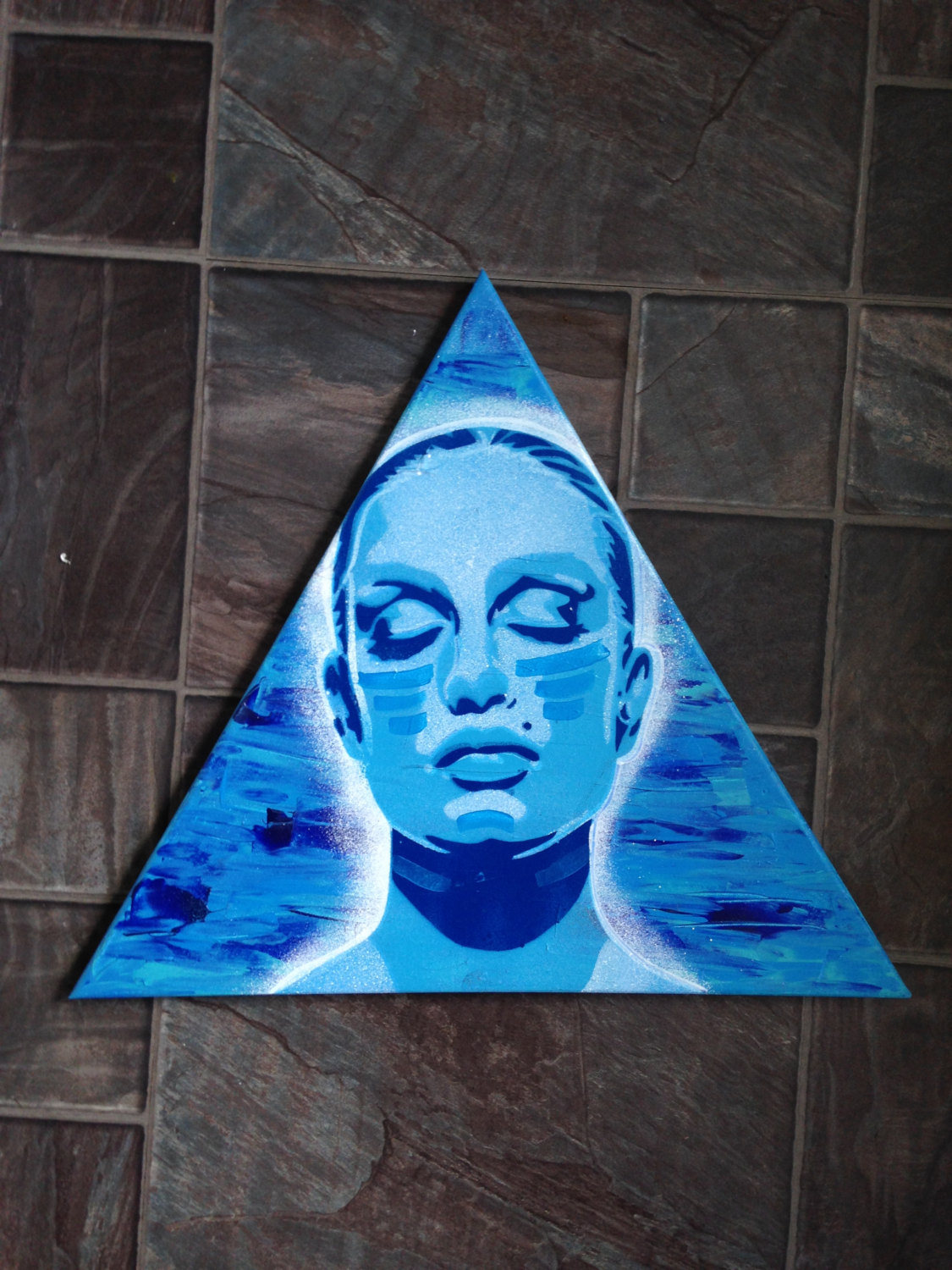 1125x1500 Womans Face Painting,triangle Canvas,stencil Art,spray Paints,skin - Triangle Painting