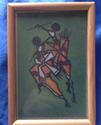 322x400 Vintage African Tribal Art Painting Signed By Artist Kiwanuka - Tribal Art Painting