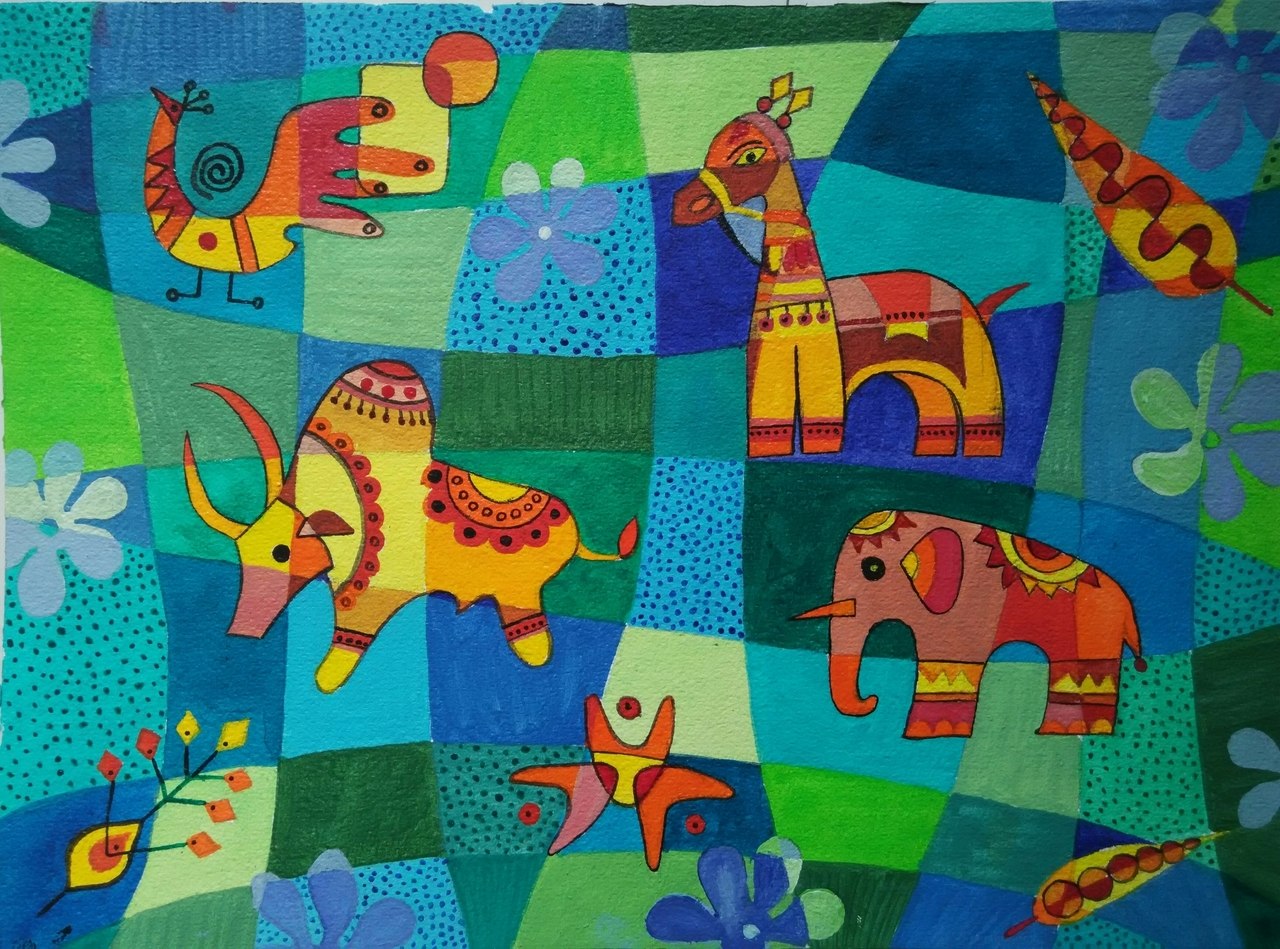 1280x949 Buy Tribal Art 2 Handmade Painting By Ujwala Chavan. Code - Tribal Art Painting
