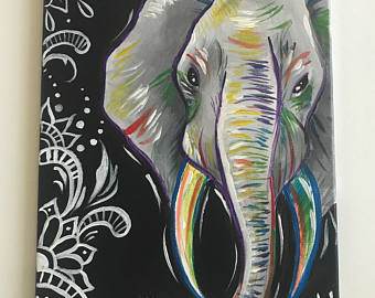 340x270 Tribal Elephant Denim Jacket - Tribal Elephant Painting