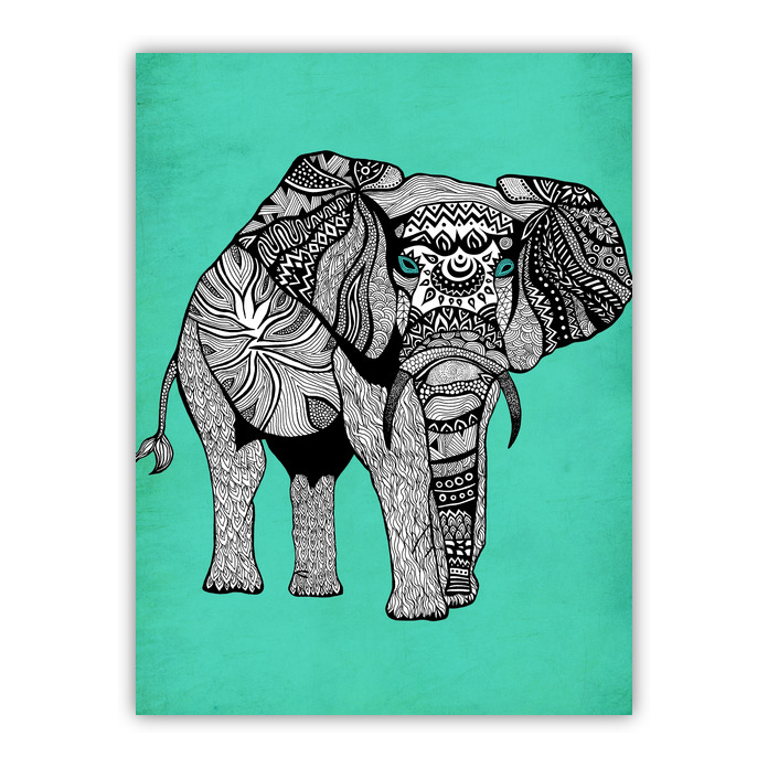 696x696 Tribal Elephant Of Namibia Ii Wood Print - Tribal Elephant Painting